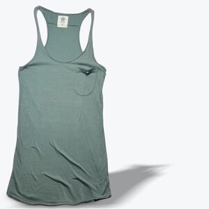 Ever Racerback Tank Top Sage Green Cotton Pocket Logo Button Size P USA
